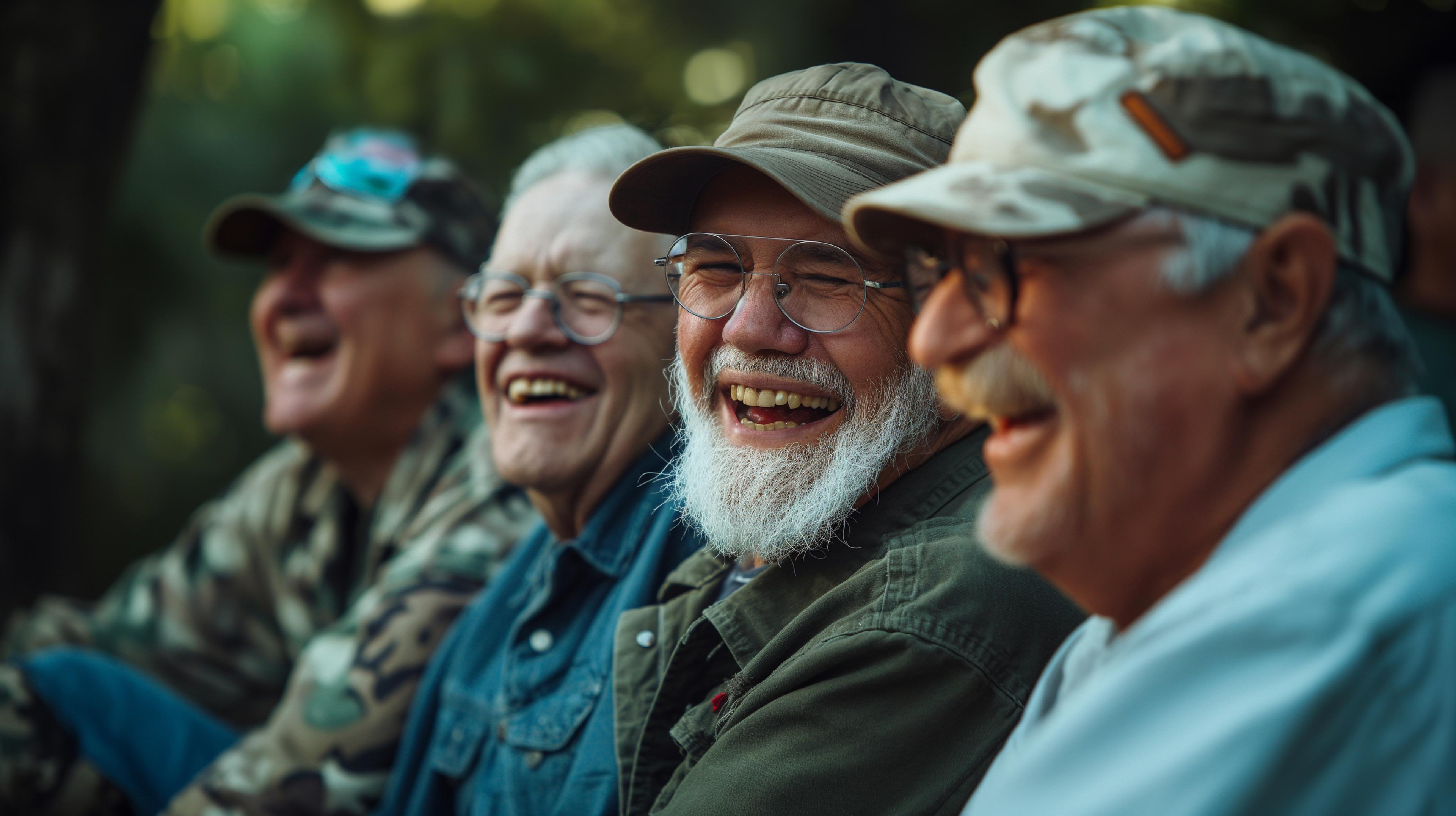 header image: four veterans laughing together