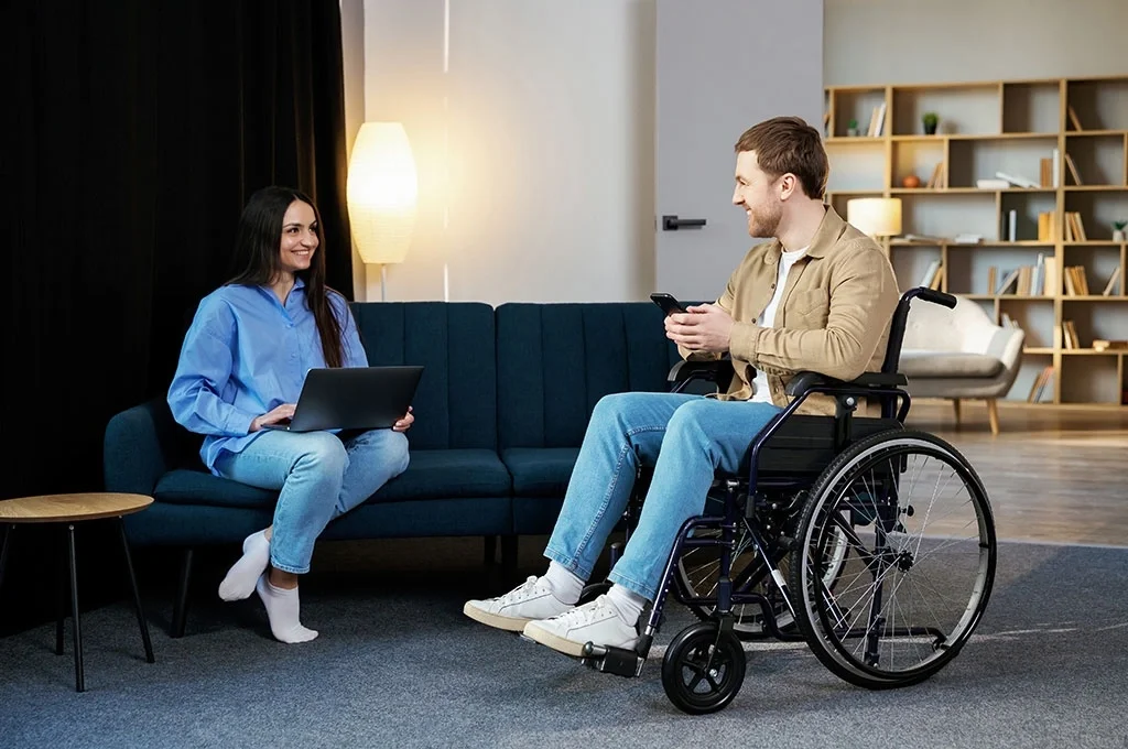 A veteran at home with his wife