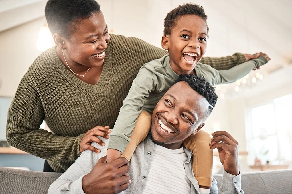 A happy family spends quality time together