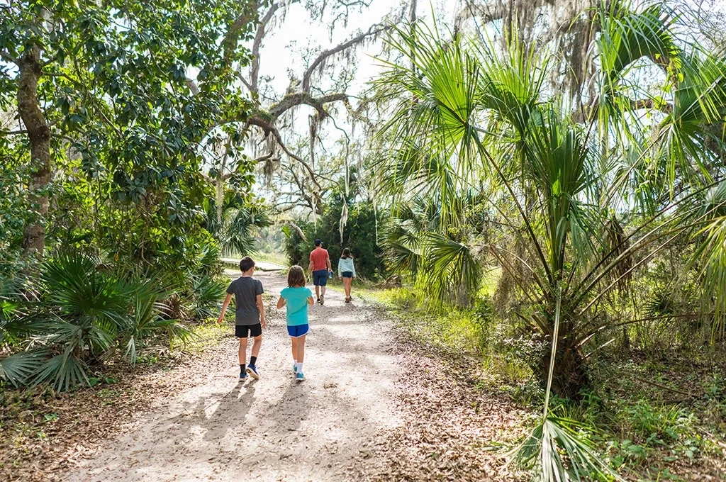 A family on a hiking adventure in Florida