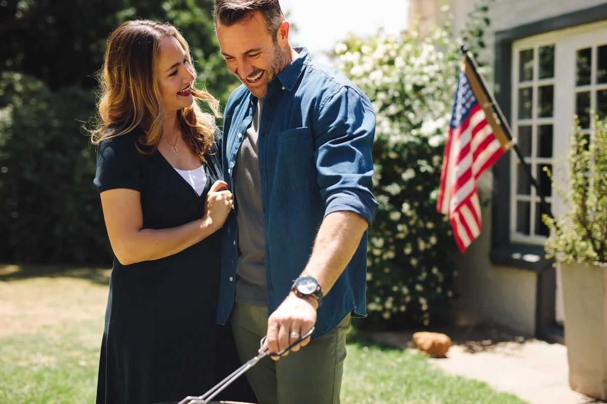 Veteran enjoying a barbecue with partner